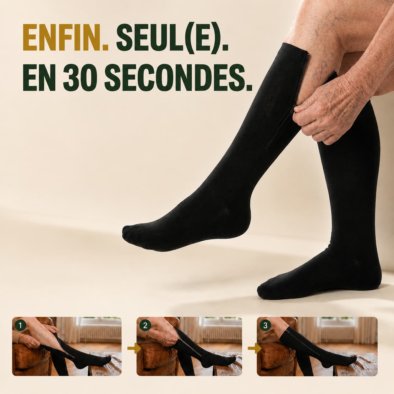 Bas de contention à zip Soveria™
